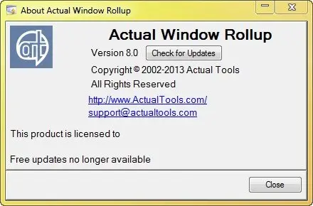Actual Window Rollup 8.0