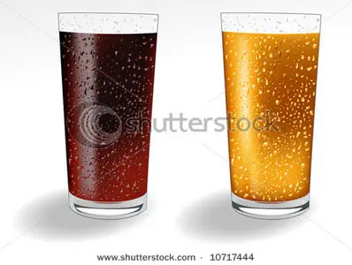 Vector Glass with coke and orange juice
