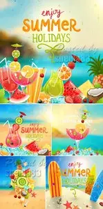 Summer Holidays Backgrounds Vector 4