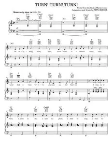 Turn! Turn! Turn! (To Everything There Is A Season) - The Byrds (Piano-Vocal-Guitar)