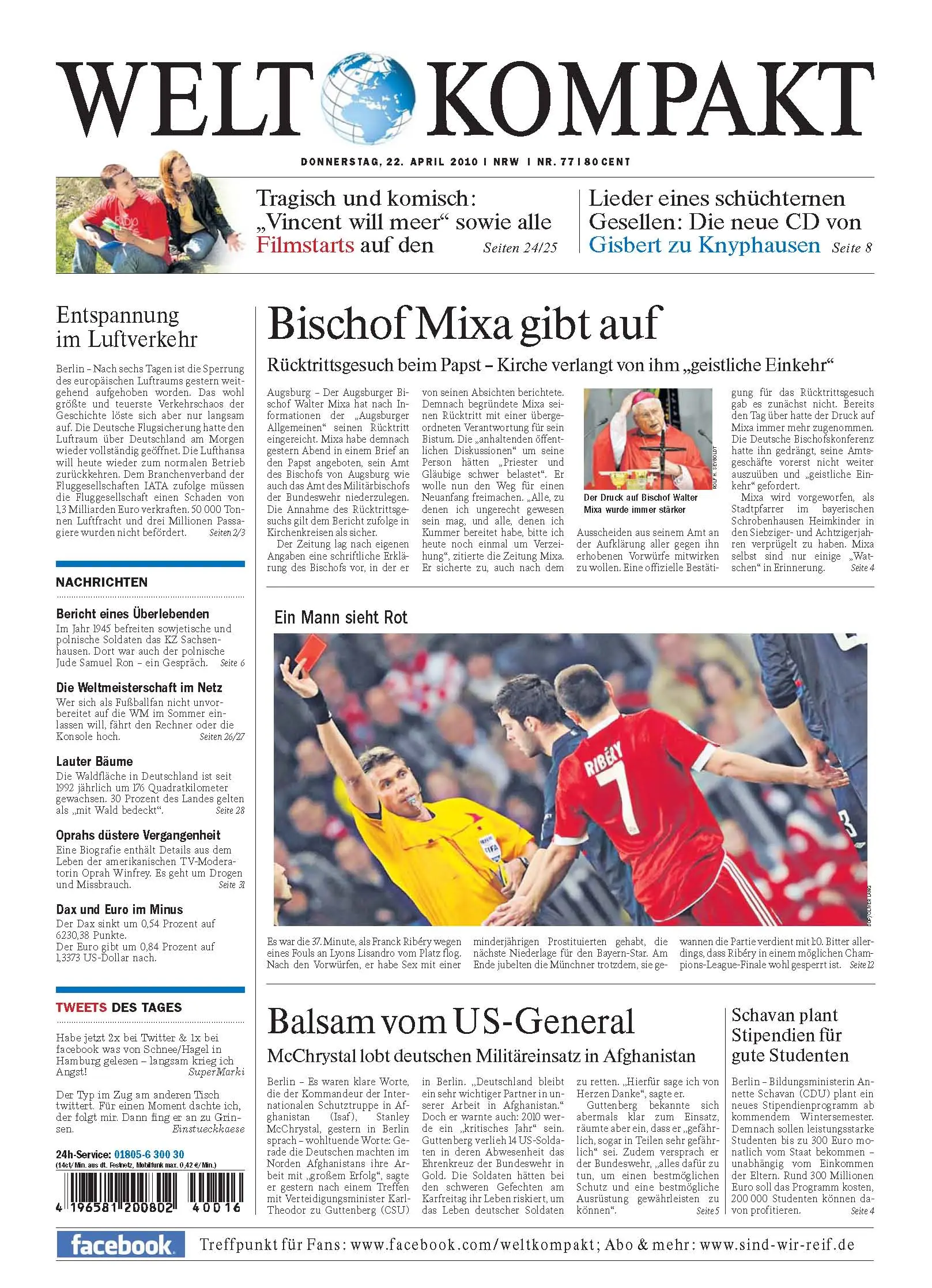 Die Welt kompakt vom 22. April 2010