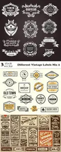 Vectors - Different Vintage Labels Mix 2