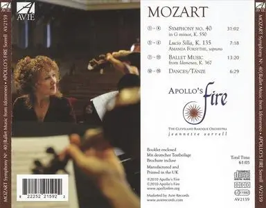 Jeannette Sorrell, Apollo's Fire - Wolfgang Amadeus Mozart: Symphony No. 40; Ballet Music from Idomeneo (2010)