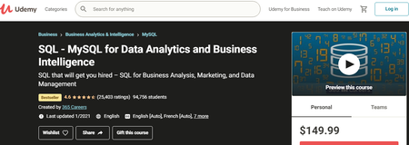 SQL - MySQL for Data Analytics and Business Intelligence (1/2021)