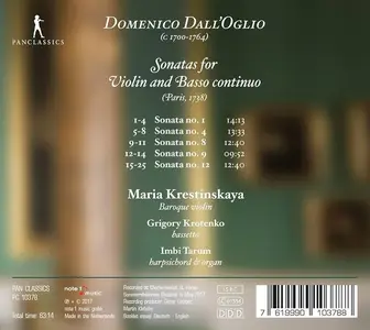 Maria Krestinskaya, Grigory Krotenko, Imbi Tarum - Domenico Dall'Oglio: Violin Sonatas (2017)