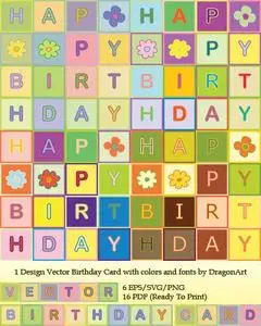 Birthday Cards Patchwork Vector
