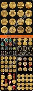 Golden shield and labels vector