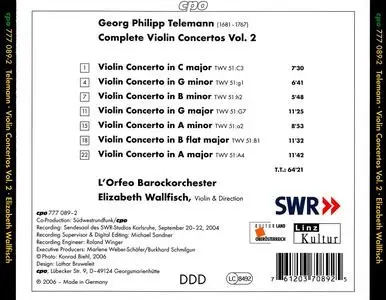 Elizabeth Wallfisch, L'Orfeo Barockorchester - Georg Philipp Telemann: Complete Violin Concertos, Vol. 2 (2006)