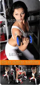 Girl on exercise machines