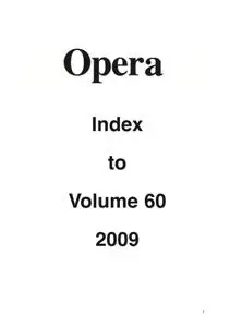 Opera - Opera Index to Volume 60, 2009