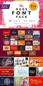 CreativeMarket - 73 in 1 • HUGE FONT PACK + Extras