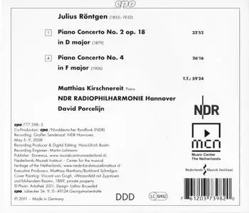 Matthias Kirschnereit - Röntgen: Piano Concertos Nos. 2 & 4 (2011)