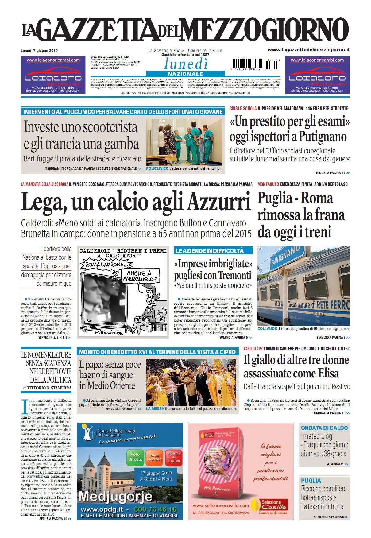 GAZZETTA DEL MEZZOGIORNO DEL 07 GIUGNO 2010