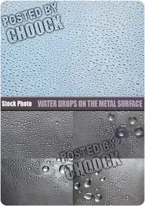 Stock Photo: Water drops on the metal surface