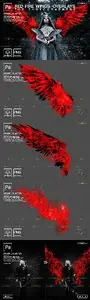 Red Fire wings overlay & Halloween overlay, Photoshop overlay 1447883