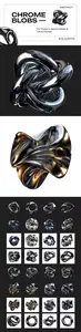 Chrome Blobs - 16 Isolated 3D Chrome Shapes