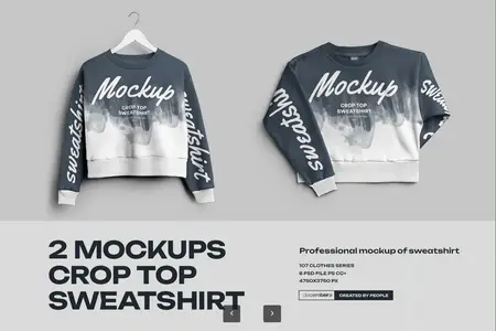 EE - 2 Mockups Crop Top Woman Sweatshirt XYMFSDC