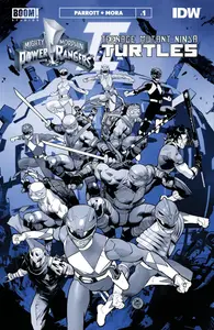 Mighty Morphin Power Rangers - Teenage Mutant Ninja Turtles II Black &amp;amp; White Edition 001 (2023) (digital) (Raphael-Emp