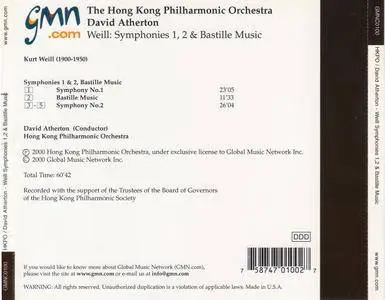 Hong Kong PO, David Atherton - Kurt Weill: Symphonies 1 & 2; Bastille Music (2000)