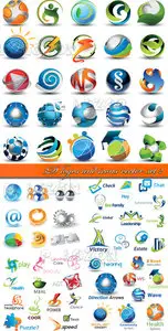 3D logos and icons vector set 2