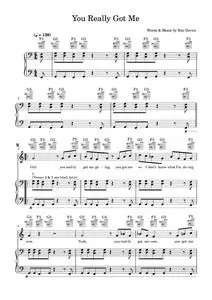 You Really Got Me - The Kinks (Piano-Vocal-Guitar (Piano Accompaniment))