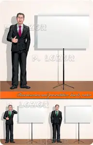 Businessman and presentation board vector