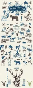 Creativemarket - 60 Vintage Animal Vectors