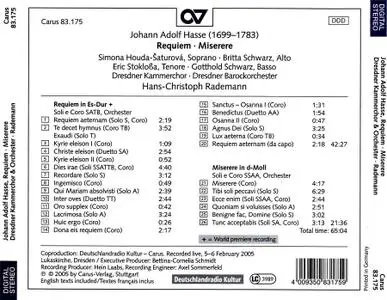 Hans-Christoph Rademann, Dresdner Barockorchester, Dresdner Kammerchor - Johann Adolf Hasse: Requiem, Miserere (2005)