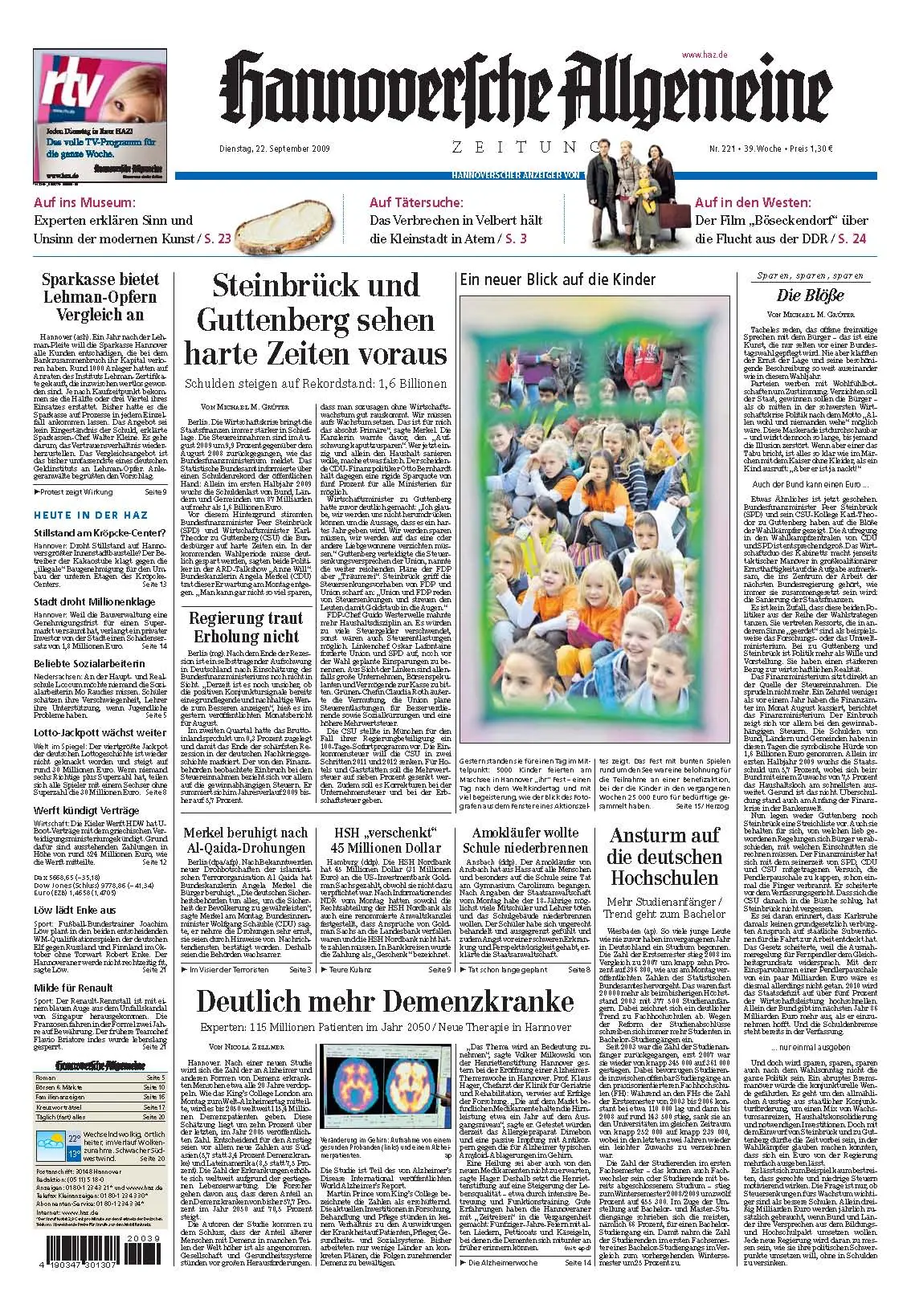 Hannoversche Allgemeine Zeitung vom 22. September 2009