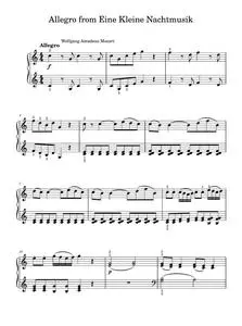 Allegro from Eine Kleine Nachtmusik K525 - Emanuel Schikaneder, Wolfgang Amadeus Mozart (Easy Piano)