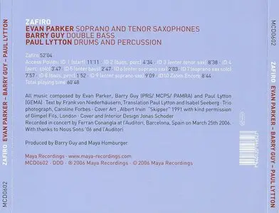 Evan Parker, Barry Guy, Paul Lytton - Zafiro (2006) {Maya Recordings}