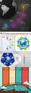 Vectors - Globes Infographics Backgrounds 13