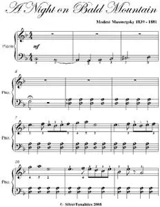 «A Night On Bald Mountain Easy Piano Sheet Music» by Modest Mussorgsky