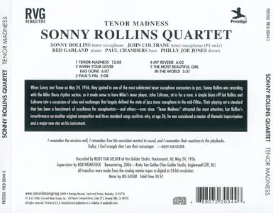 Sonny Rollins - Tenor Madness (1956) {2006 Prestige RVG Remasters Series}