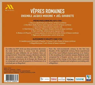 Joël Suhubiette, Ensemble Jacques Moderne - Vêpres Romaines: P.P. Bencini, A. Scarlatti (2023)