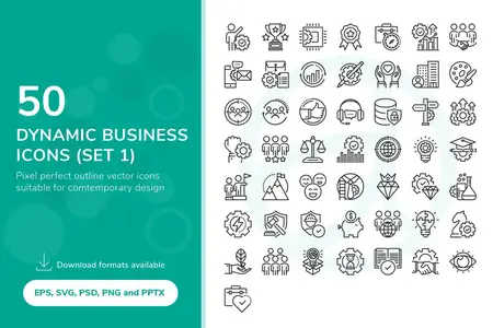 EE - 50 Dynamic Business Related Line Icons - SET 1 NY5TG26