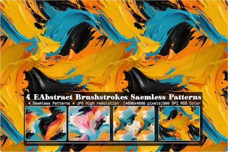 EE - 4 Abstract Brushstrokes Seamless Patterns 35Q5F9G