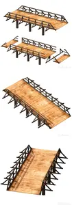 3dsky - Wooden bridge over the river. Constructor 4613107 - 3D Model