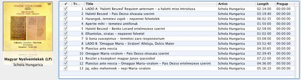 Schola Hungarica - Magyar Nyelvemlékek (LP / FLAC)