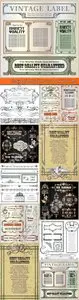 Vintage frame borders patterns and labels vector