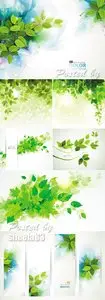 Green Leaves Backgrounds Vector