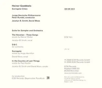 Jocelyn B. Smith, David Moss, Peter Rundel, Junge Deutsche Philharmonie - Goebbels: Surrogate Cities (2000)