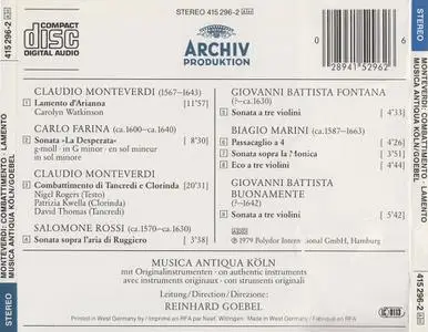 Reinhard Goebel, Musica Antiqua Köln - Claudio Monteverdi: Combattimento di Tancredi e Clorinda, Lamento d'Arianna (1985)