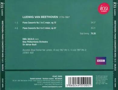 Emil Gilels, New Philharmonia, Sir Adrian Boult - Ludwig van Beethoven: Piano Concertos Nos. 1 & 3 (2011)