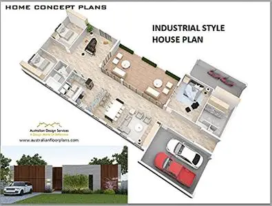 INDUSTRIAL STYLE House Plan / Modern Large Family Home / 3 Living Areas / Home Studio/ Double Garage