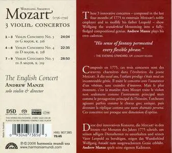The English Concert, Andrew Manze - Mozart: Violin Concertos (2006) Re-Up
