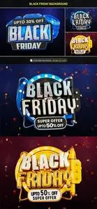 Black Friday Super Sale Banner Stylized 3d Text - PSD Templates