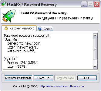 FlashFXP Password Recovery v1.0.160.2006