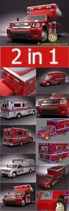 Turbosquid 3D Model: Emergency Ambulance Truck 2in1