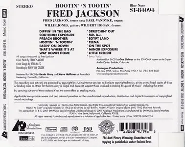 Fred Jackson - Hootin' 'n Tootin' (1962) {2009 Analogue Productions CBNJ 84094 SA}